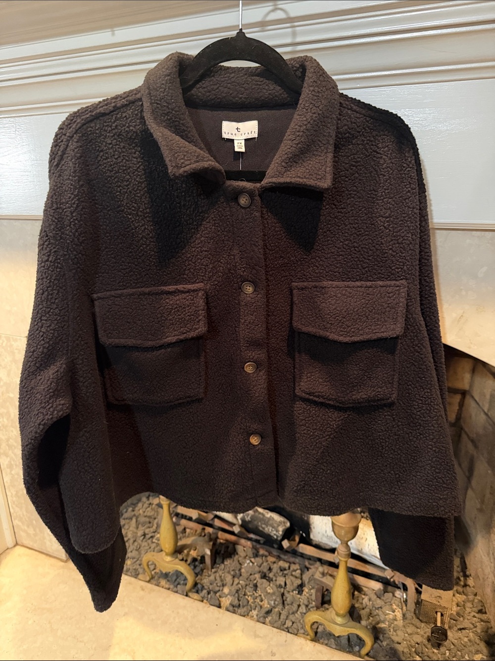 True Craft Black Teddy Sherpa Button-Up Jacket size 2X